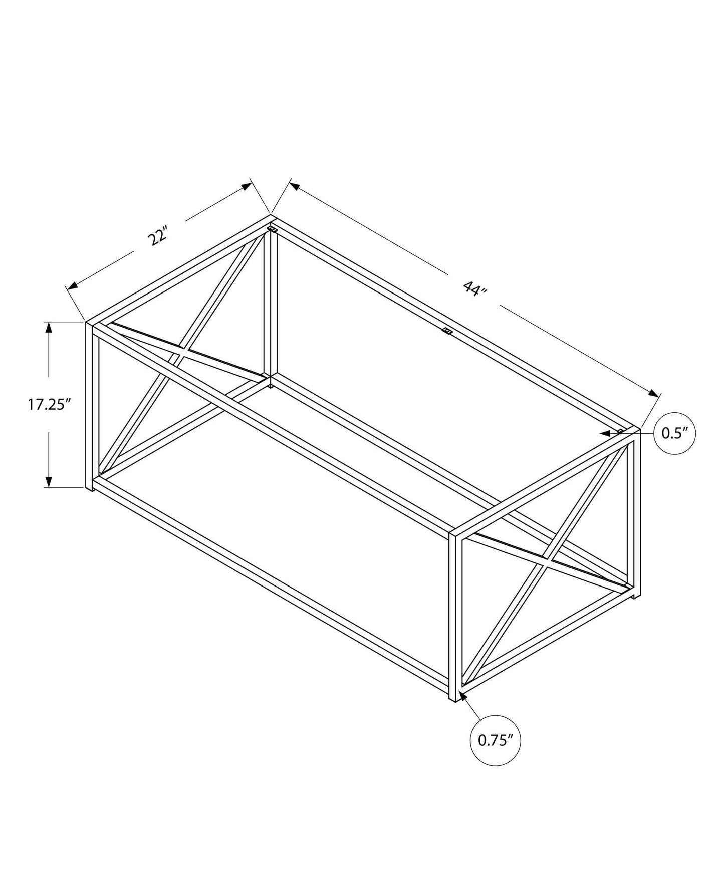 44" Clear And Gold Glass And Iron Coffee Table - FurniFindUSA