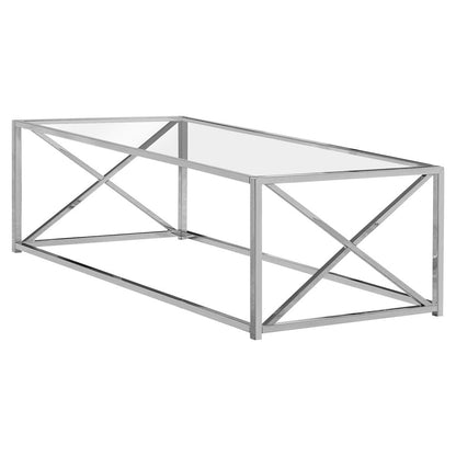 22" Clear And Silver Glass And Iron Coffee Table HomeRoots