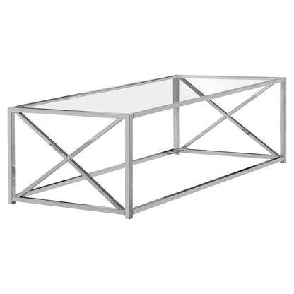 22" Clear And Silver Glass And Iron Coffee Table HomeRoots