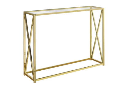 42" Clear And Gold Glass Frame Console Table HomeRoots