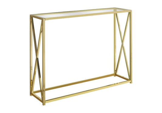 42" Clear And Gold Glass Frame Console Table HomeRoots
