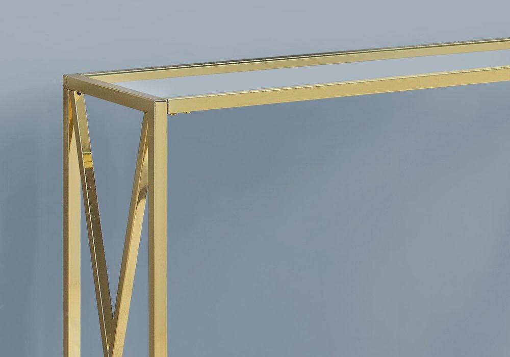 42" Clear And Gold Glass Frame Console Table HomeRoots