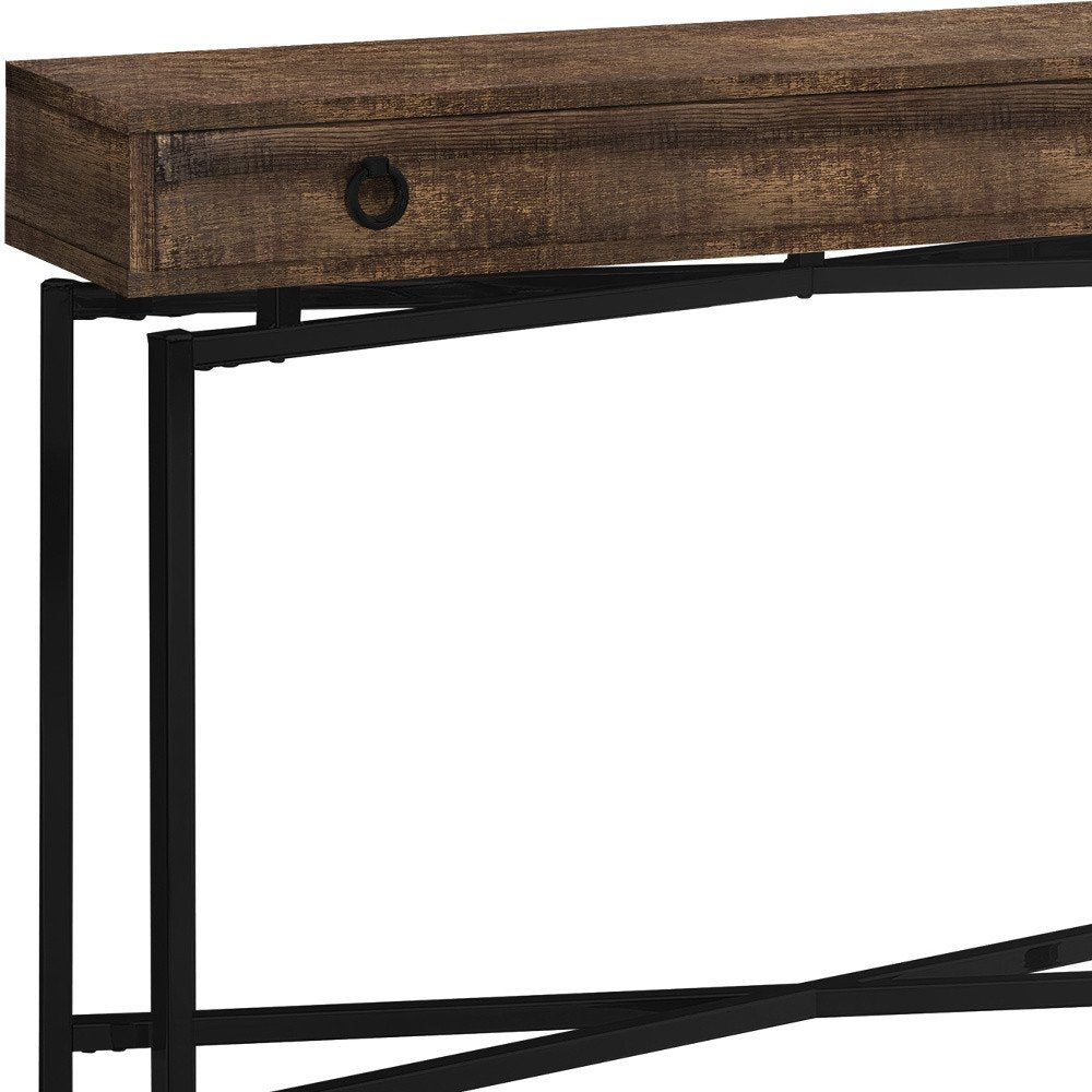 43" Brown And Black Cross Leg Console Table — view 1