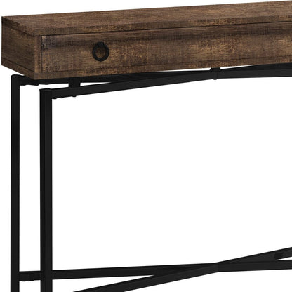 43" Brown And Black Cross Leg Console Table