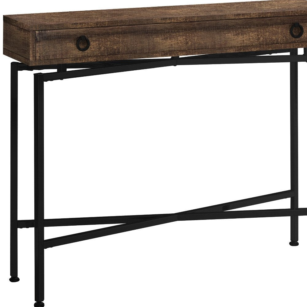 43" Brown And Black Cross Leg Console Table HomeRoots