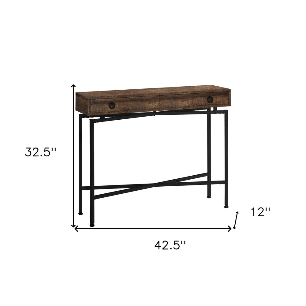 43" Brown And Black Cross Leg Console Table HomeRoots