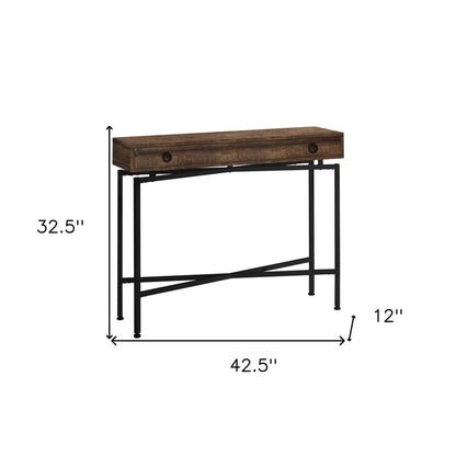 43" Brown And Black Cross Leg Console Table HomeRoots