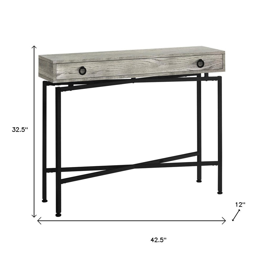 43" Gray And Black Cross Leg Console Table HomeRoots