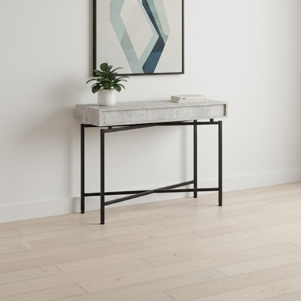 43" Gray And Black Cross Leg Console Table HomeRoots