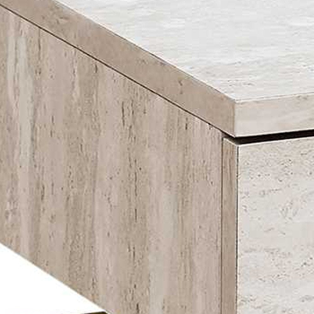 23" Gold And Beige Wood And Metal End Table With Drawer HomeRoots