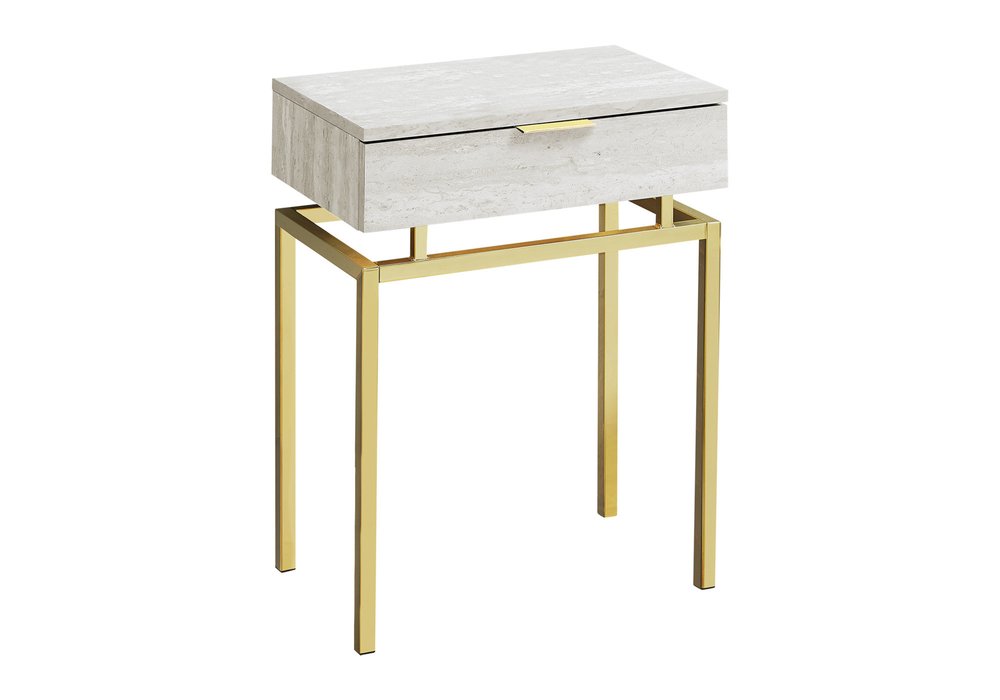 23" Gold And Beige Wood And Metal End Table With Drawer HomeRoots