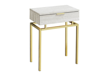 23" Gold And Beige Wood And Metal End Table With Drawer HomeRoots