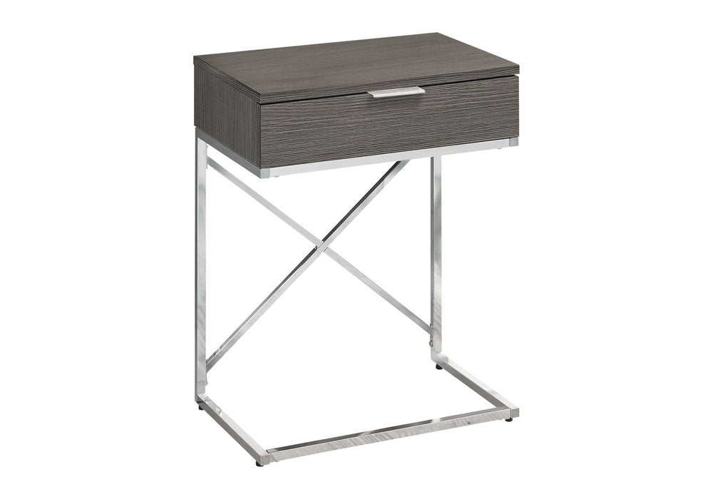 24" Silver And Gray Wood And Metal End Table With Drawer HomeRoots