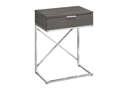 24" Silver And Gray Wood And Metal End Table With Drawer HomeRoots