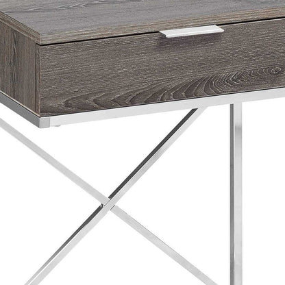 24" Silver And Gray Wood And Metal End Table With Drawer HomeRoots