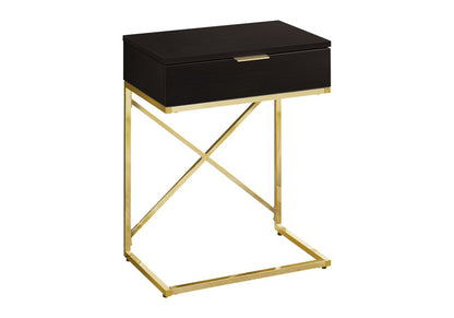 24" Gold And Black Wood And Metal End Table With Drawer HomeRoots
