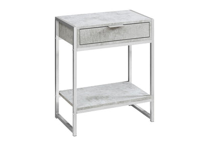 24" Silver And White Wood And Metal End Table With Drawer And Shelf HomeRoots