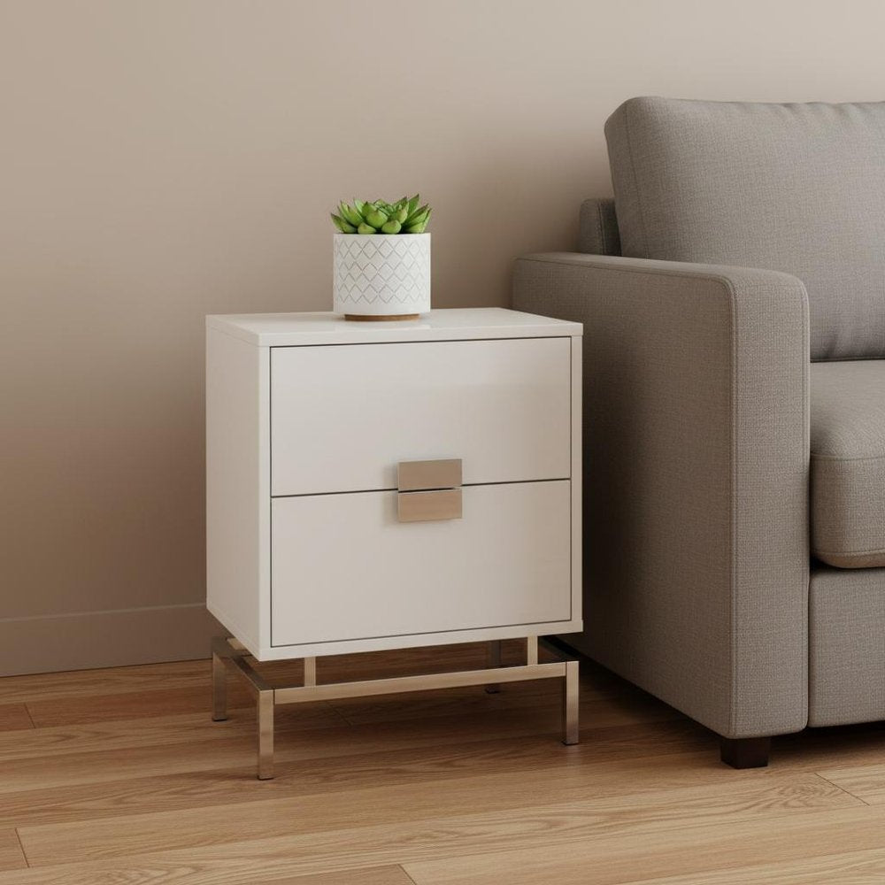23.5" Particle Board And Chrome Metal Accent Table HomeRoots