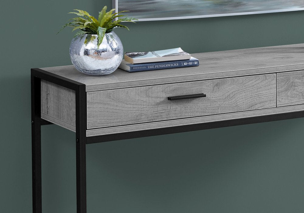 48" Gray and Black Frame Console Table And Drawers HomeRoots