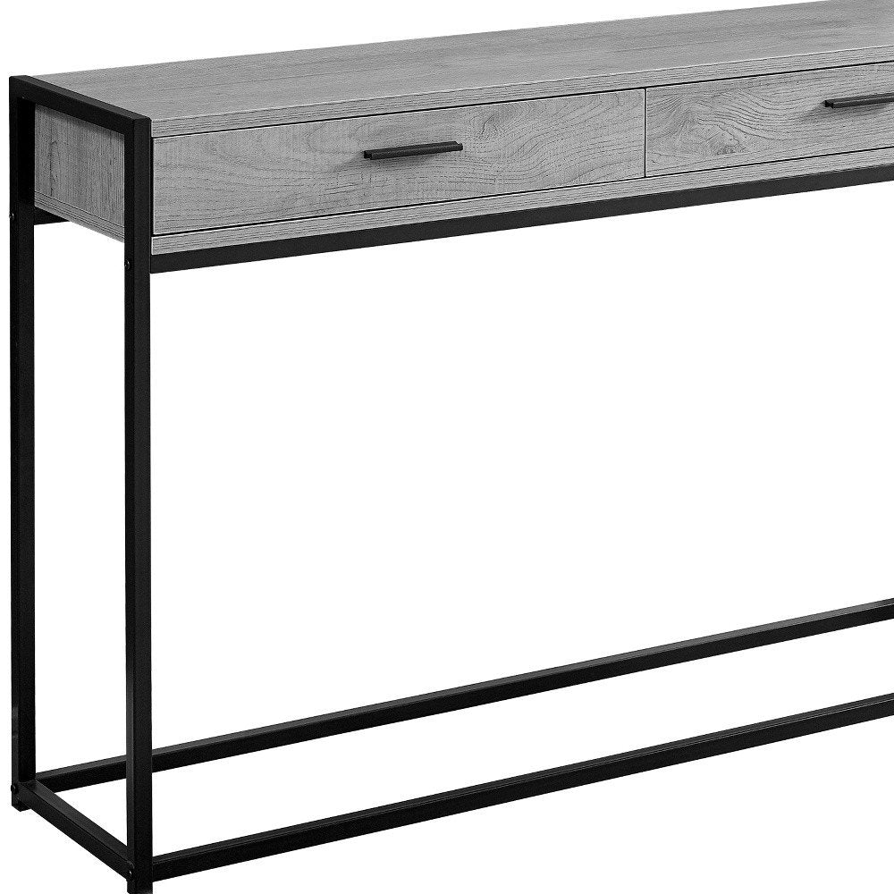 48" Gray and Black Frame Console Table And Drawers HomeRoots