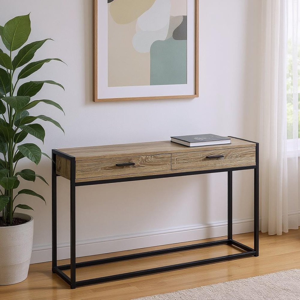 48" Taupe And Black Frame Console Table HomeRoots