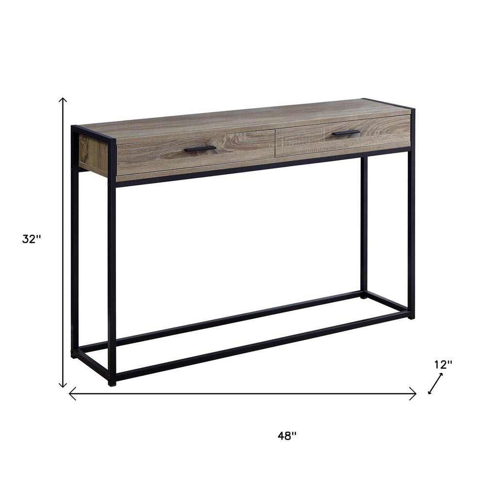 48" Taupe And Black Frame Console Table HomeRoots