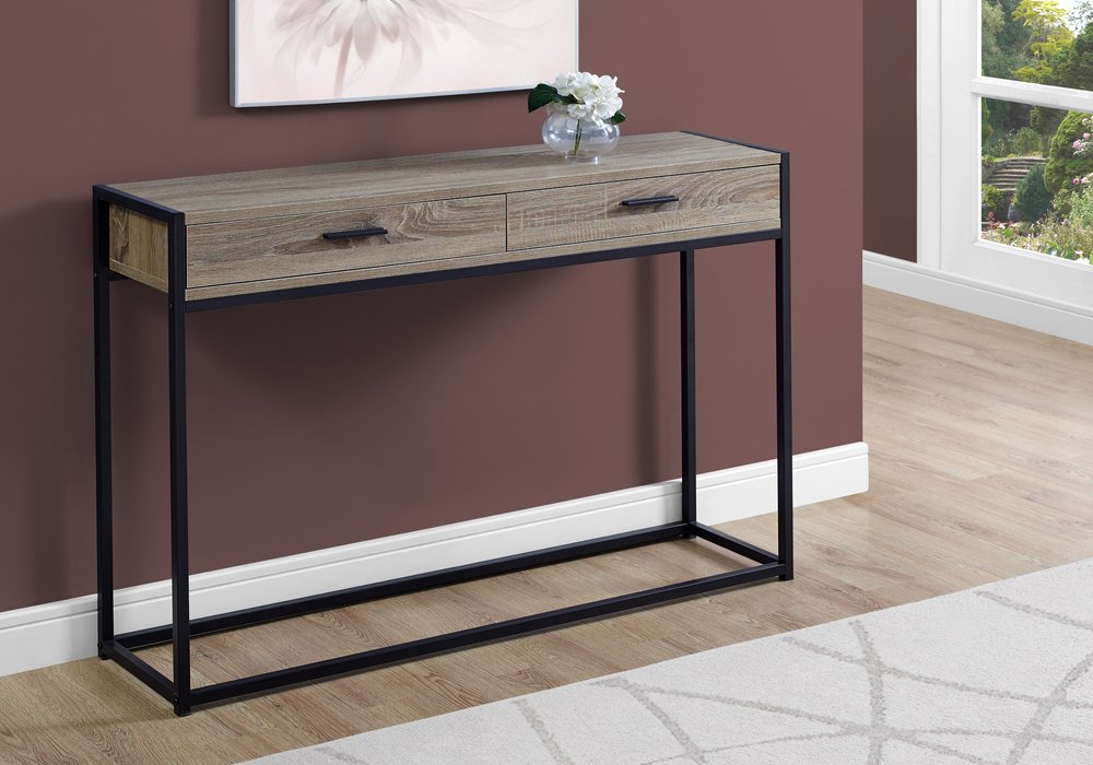 48" Gray and Black Frame Console Table And Drawers HomeRoots