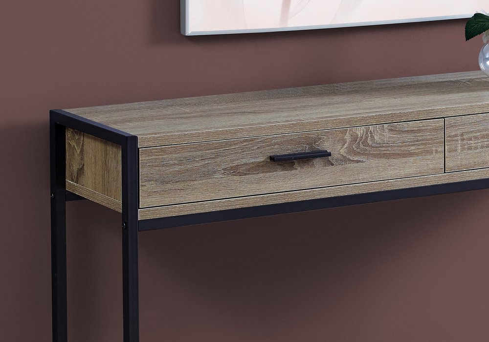 48" Gray and Black Frame Console Table And Drawers HomeRoots
