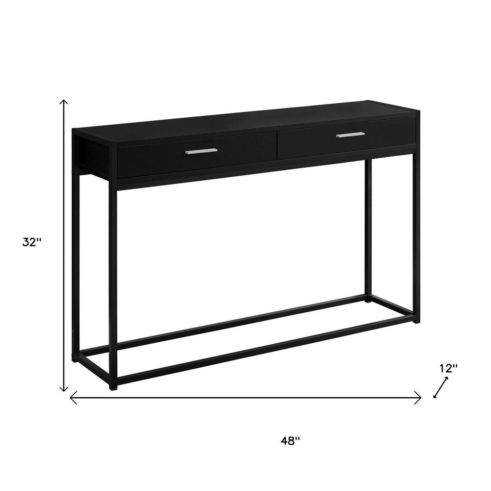 48" Gray and Black Frame Console Table And Drawers HomeRoots