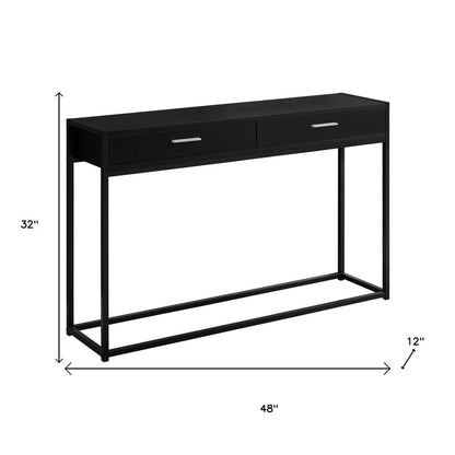 48" Gray and Black Frame Console Table And Drawers HomeRoots