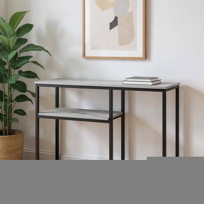 42" Gray And Black Frame Console Table With Storage HomeRoots