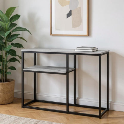 42" Gray And Black Frame Console Table With Storage HomeRoots