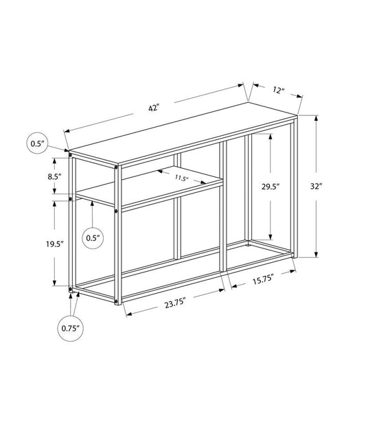 42" Gray And Black Frame Console Table With Storage HomeRoots