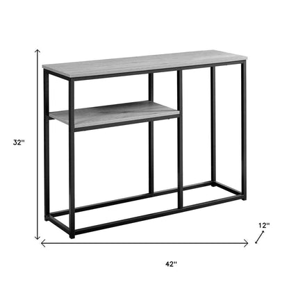42" Gray And Black Frame Console Table With Storage HomeRoots