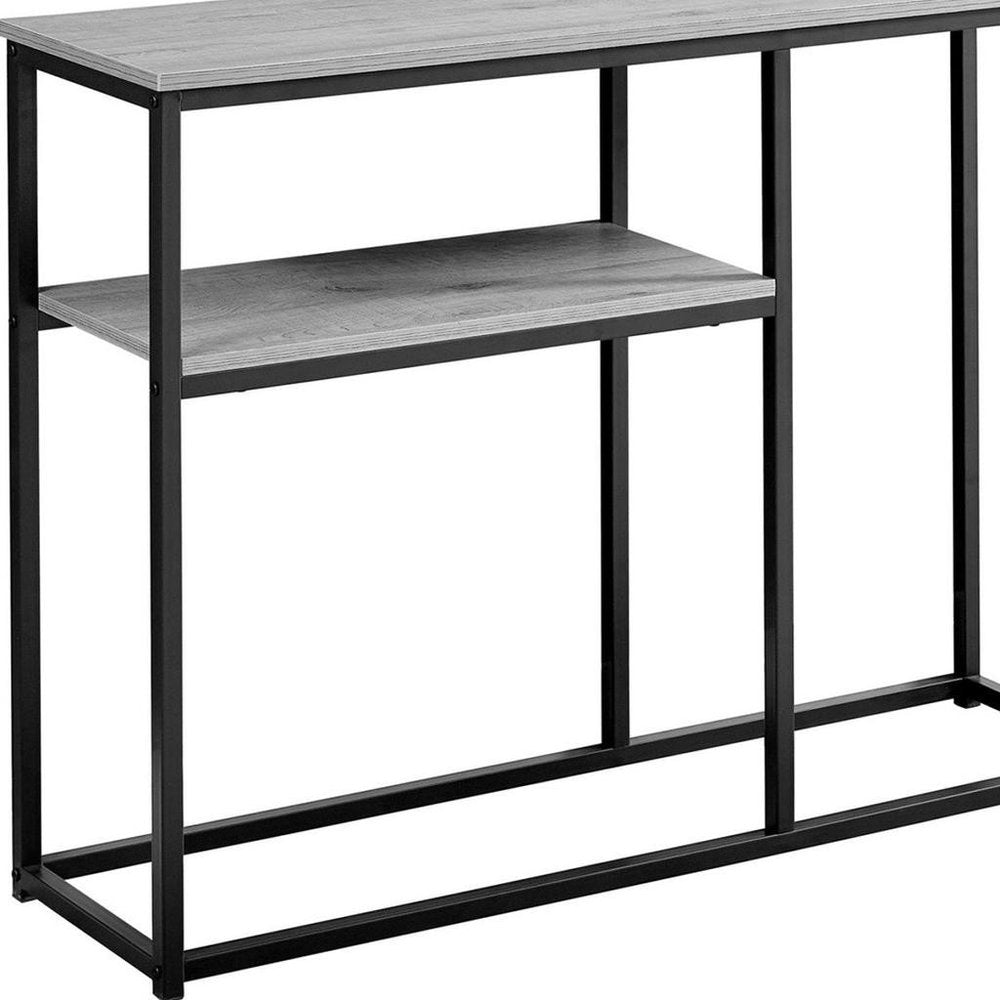 42" Gray And Black Frame Console Table With Storage HomeRoots
