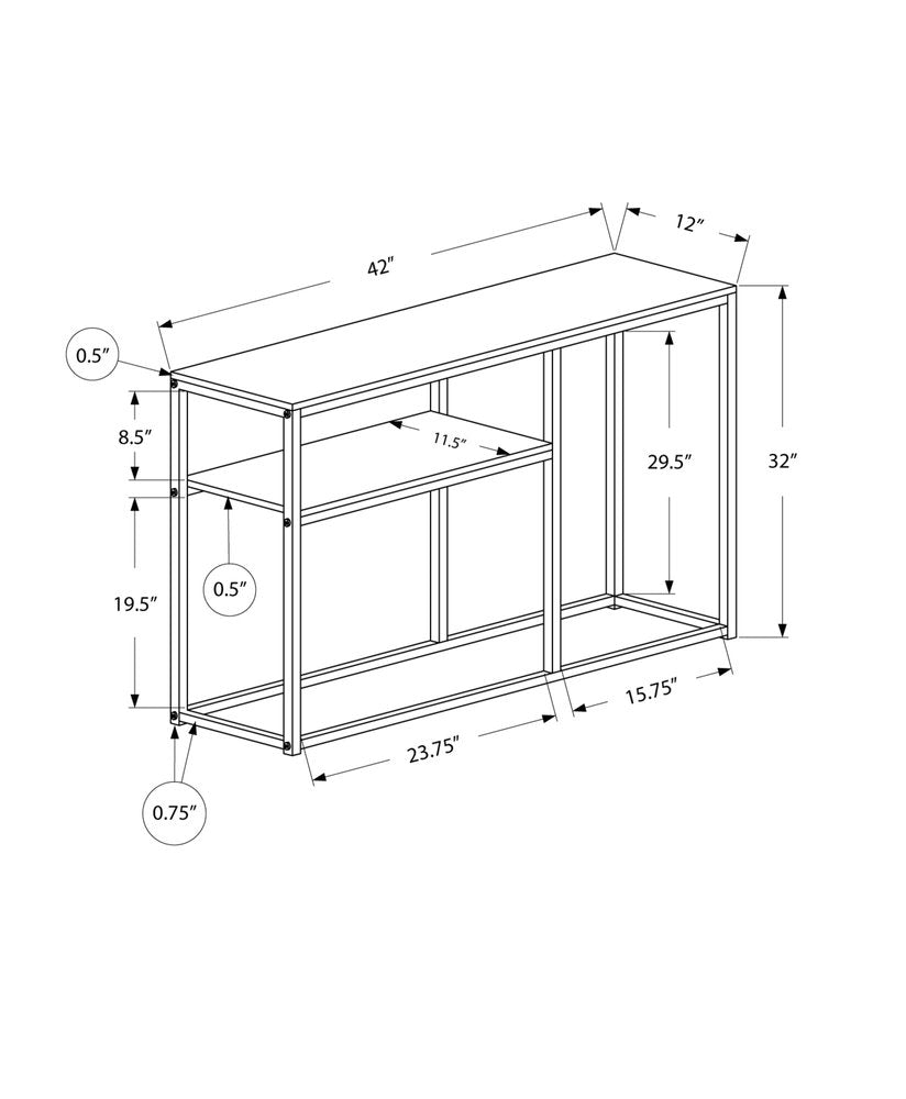 42" Gray And Black Frame Console Table With Storage HomeRoots