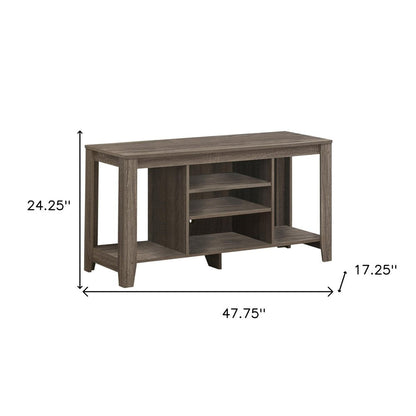48" Taupe Wood Open Shelving TV Stand HomeRoots