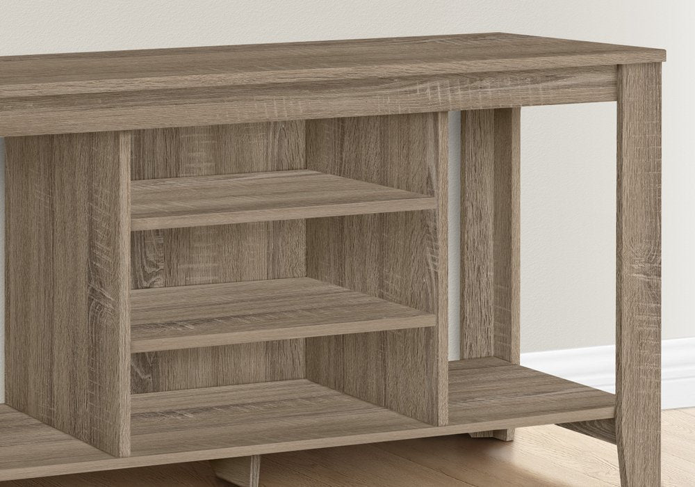 48" Taupe Wood Open Shelving TV Stand HomeRoots