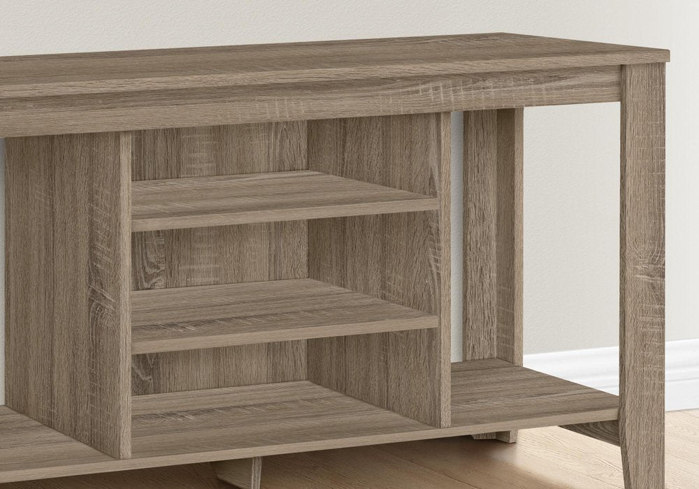 48" Taupe Wood Open Shelving TV Stand HomeRoots