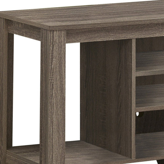 48" Taupe Wood Open Shelving TV Stand HomeRoots