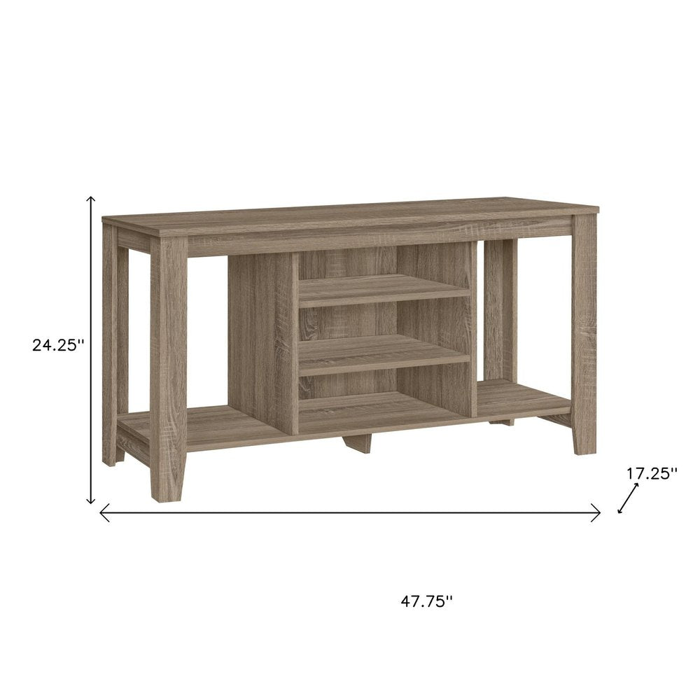 48" Taupe Wood Open Shelving TV Stand HomeRoots