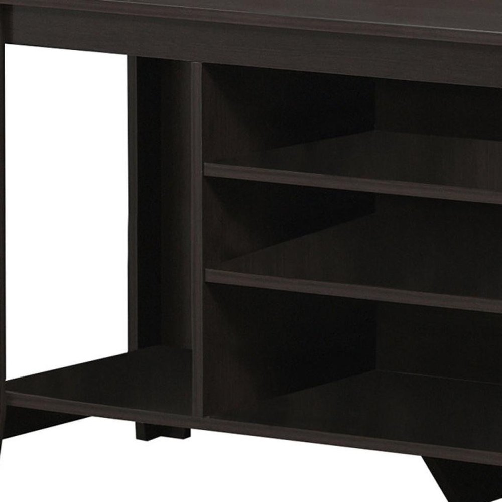 48" Taupe Wood Open Shelving TV Stand HomeRoots