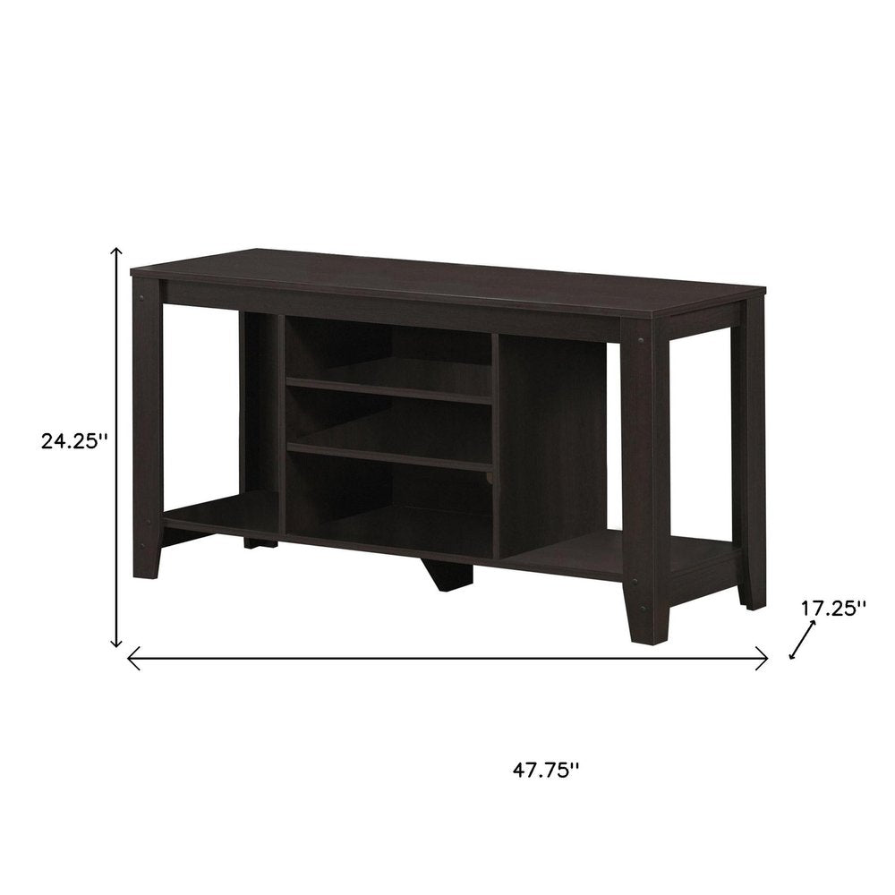 48" Taupe Wood Open Shelving TV Stand HomeRoots