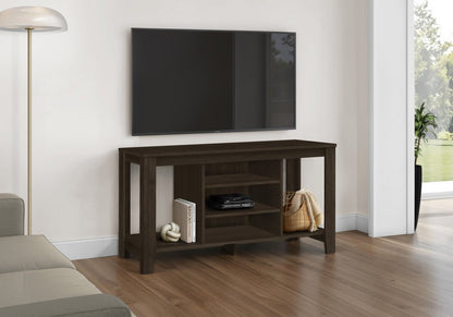48" Taupe Wood Open Shelving TV Stand HomeRoots