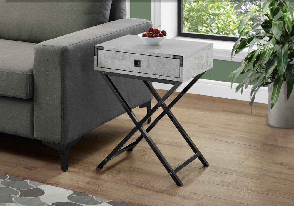 24" Black And Gray Wood And Metal End Table With Drawer HomeRoots