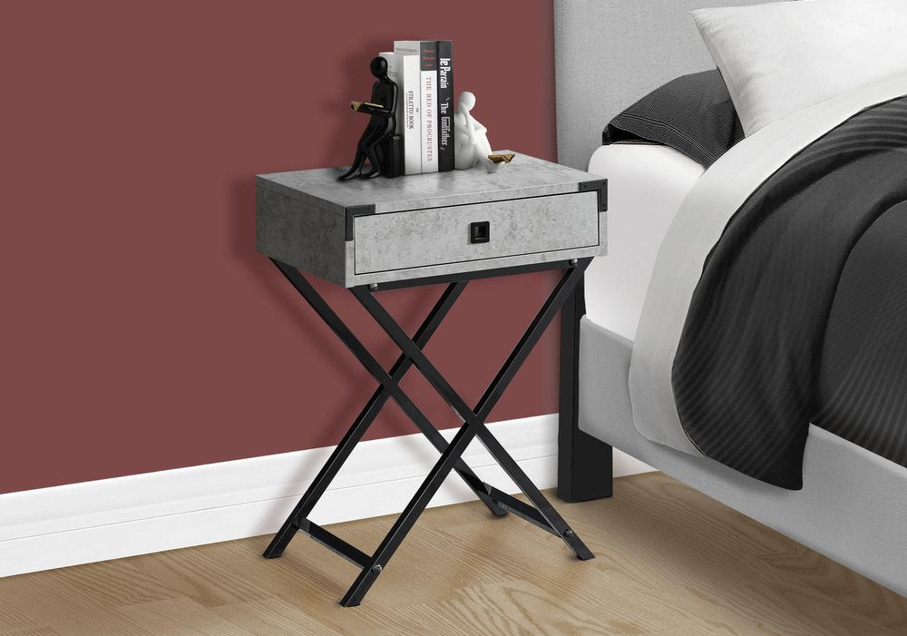 24" Black And Gray Wood And Metal End Table With Drawer HomeRoots