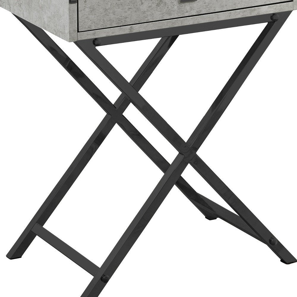 24" Black And Gray Wood And Metal End Table With Drawer HomeRoots