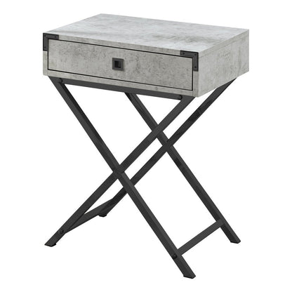 24" Silver And Deep Taupe Wood And Metal End Table With Drawer HomeRoots