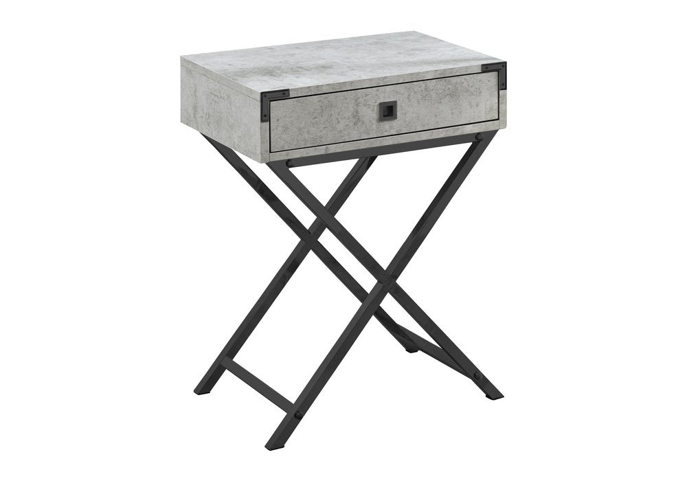 24" Black And Gray Wood And Metal End Table With Drawer HomeRoots