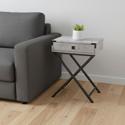 24" Black And Gray Wood And Metal End Table With Drawer HomeRoots